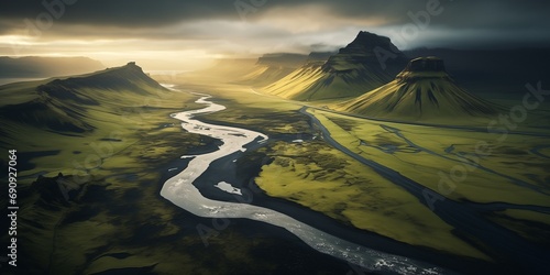 dramatic Iceland landscape from drone