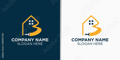 paint and home logo design concept, construction logo inspiration