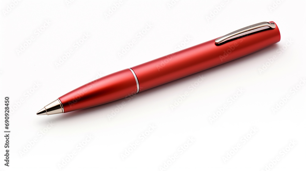 New stylish red pen isolated on white, AI Generative. New stylish red pen isolated on white, AI Generative.