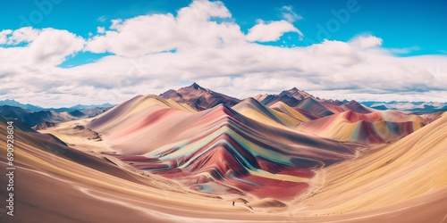 top down view from drone to Vinicunca Peru photo