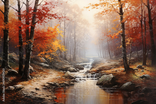 autumn forest  oil painting