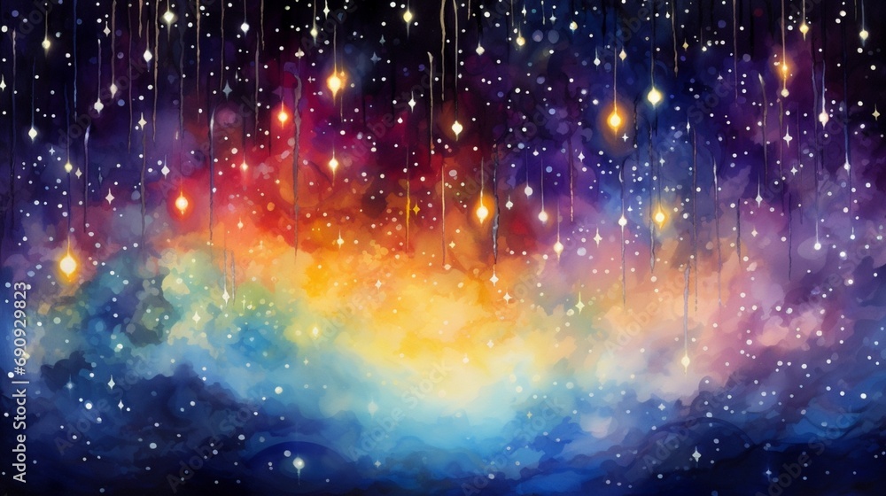 a whimsical image of a starry night, where multicolored stars twinkle on a tranquil white background, like a celestial lullaby.