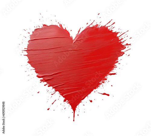 painted red heart isolated on transparent background