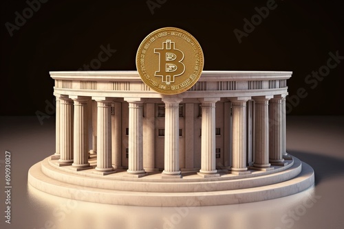 Bitcoin Bank and institutional embrace: Corporate giants endorsing Bitcoin, transforming it into a reputable asset class, bolstering market stability, and accelerating global adoption. AI-generated. photo