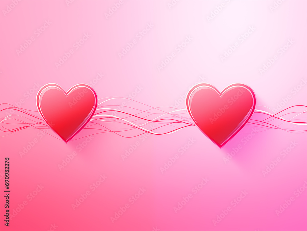 Illustration with heart on soft pink gradient background. Minimalism. Celebration. Love. Valentine's Day. Copy space.