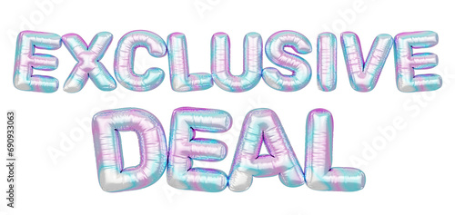 Holographic balloon 3d text. Typography. 3D illustration. Exclusive Deal.