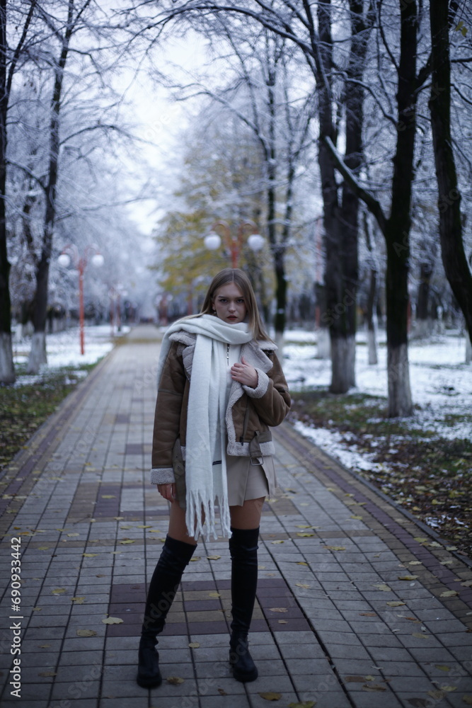 Fototapeta premium person walking in the park