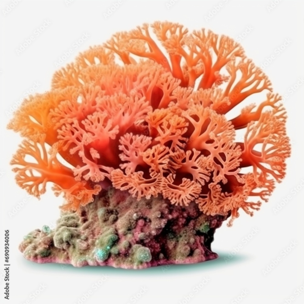 Coral plant with red branches on white background