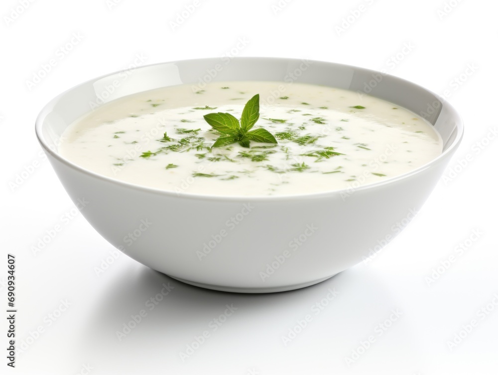 Cream of chicken soup isolated on white background Cream of chicken soup isolated on white background