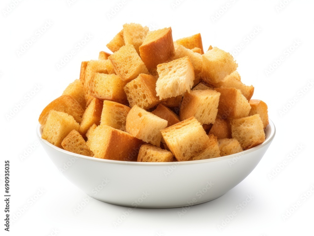 Croutons isolated on white background