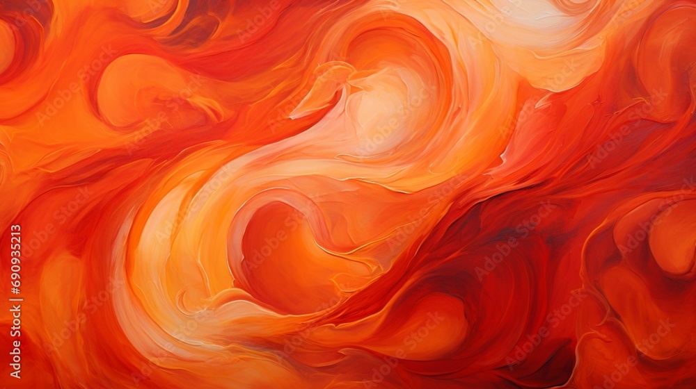 an abstract canvas with swirling patterns of vivid reds, oranges, and yellows, capturing the essence of a fiery inferno.