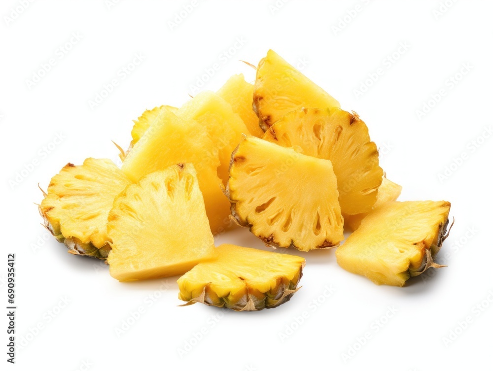 Cube pieces pineapple isolated on white background Cube pieces pineapple isolated on white background