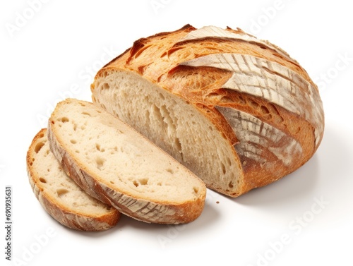 Crusty bread isolated on white background