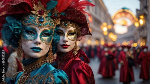 two beautiful women in carnival masks © Анастасия Макевич