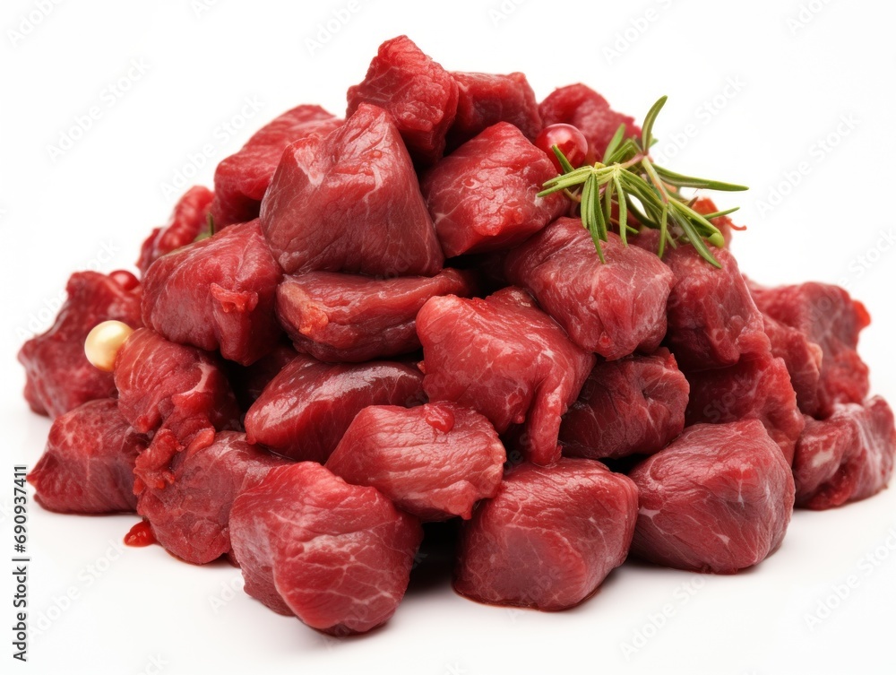 Pieces of meat isolated on white background Pieces of meat isolated on white background