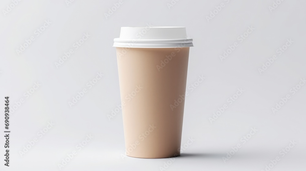 Blank take away coffee cup isolated on white background, copy space, 16:9 Blank take away coffee cup isolated on white background, copy space, 16:9