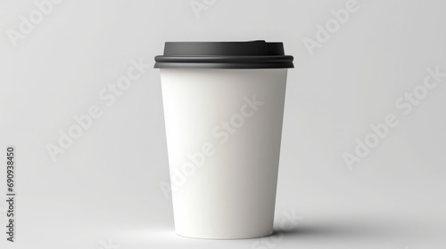 Blank take away coffee cup isolated on white background, copy space, 16:9