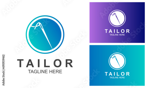 Tailoring Logo Design Template With Needle.