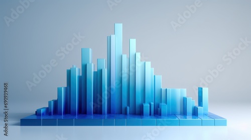 Digital blue bar chart with growing business concept.