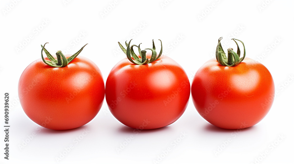 Tomato isolated. Tomato on a white background. Perfect side view of edited tomato Tomato isolated. Tomato on a white background. Perfect side view of edited tomato
