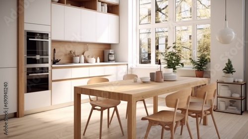 modern kitchen interior with kitchen. generative ai © Ai