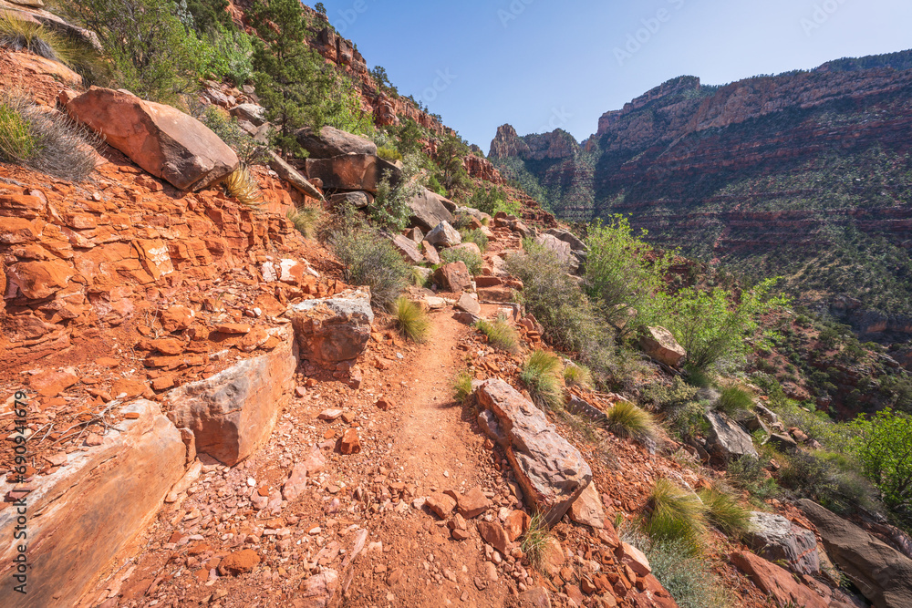 hiking the grandview trail in the grand canyon national park, arizona, usa