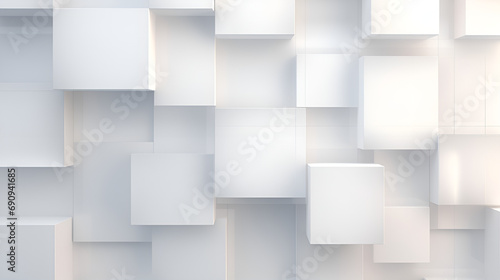 abstract background with squares.A wall of white squares with 3D effect of cubes.AI Generative 