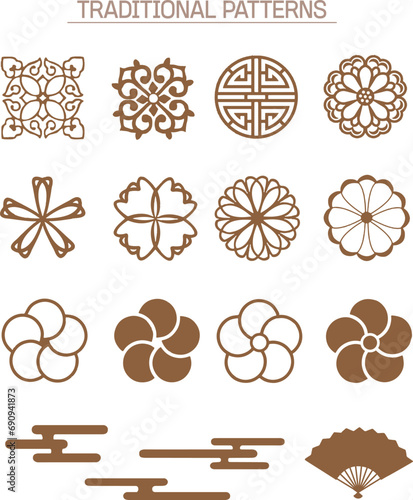 Traditional oriental pattern illustration (Korea, China, Japan, Asia, etc.)