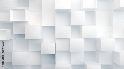 Aesthetic Minimal White Grid Pattern Wallpaper Modern Blocks Background Images with 3D Cube Effect.AI Generative 