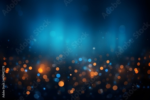 abstract blue and gold background with lights and bokeh 
