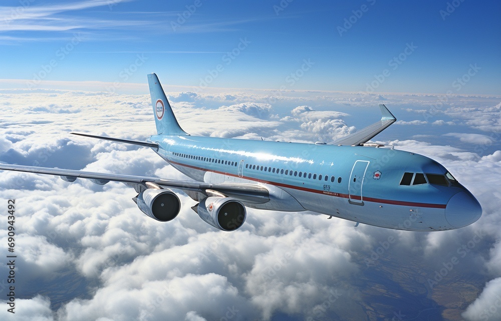 A jumbo jet above the clouds.