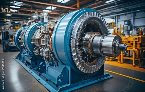 Turbine machine in gas and oil processing plant that powers compressor unit. Long-term operation of a turbine using automated logic control. photo