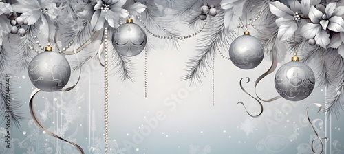 christmas background with silver christmas balls