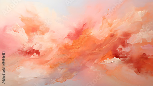 Impressionism background, paint strokes in pink and peach fuzz shades background, color 2024. abstract backdrop.