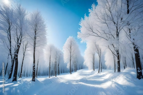 winter landscape with trees generated by AI