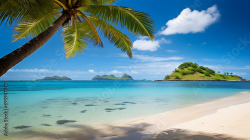 Beach and palm trees on a tropical island