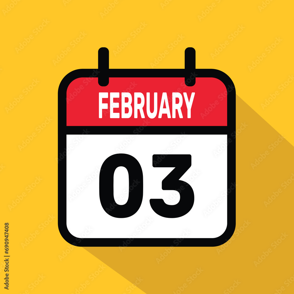 Fototapeta premium 3 February Calendar Vector illustration background design.