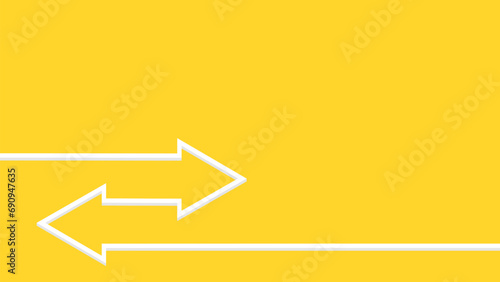 Minimalistic design featuring two lineal arrows pointing in opposite directions on a yellow background