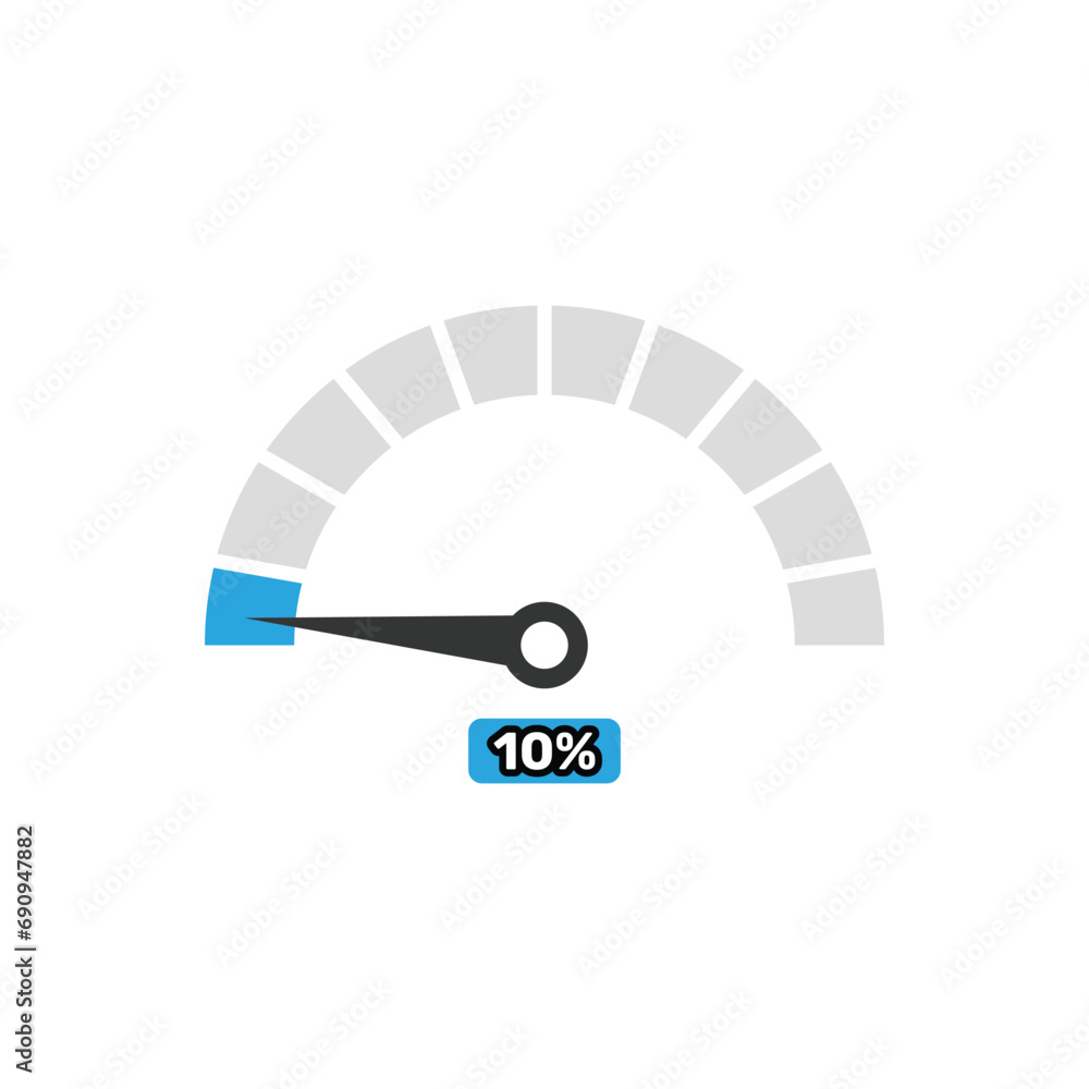 10 percent Speedometer icons. Vector illustration in flat design style. 10 percent Speedometer icons. Vector illustration in flat design style.