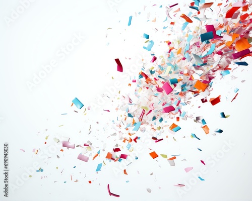 shredded confetti and torn particles flying around