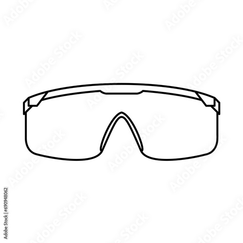 The "Safety Glasses Icon For Logo And More" is a minimalist icon crafted with unfilled lines, embodying simplicity and clarity. The design features the distinct outline of safety glasses, symbolizing 