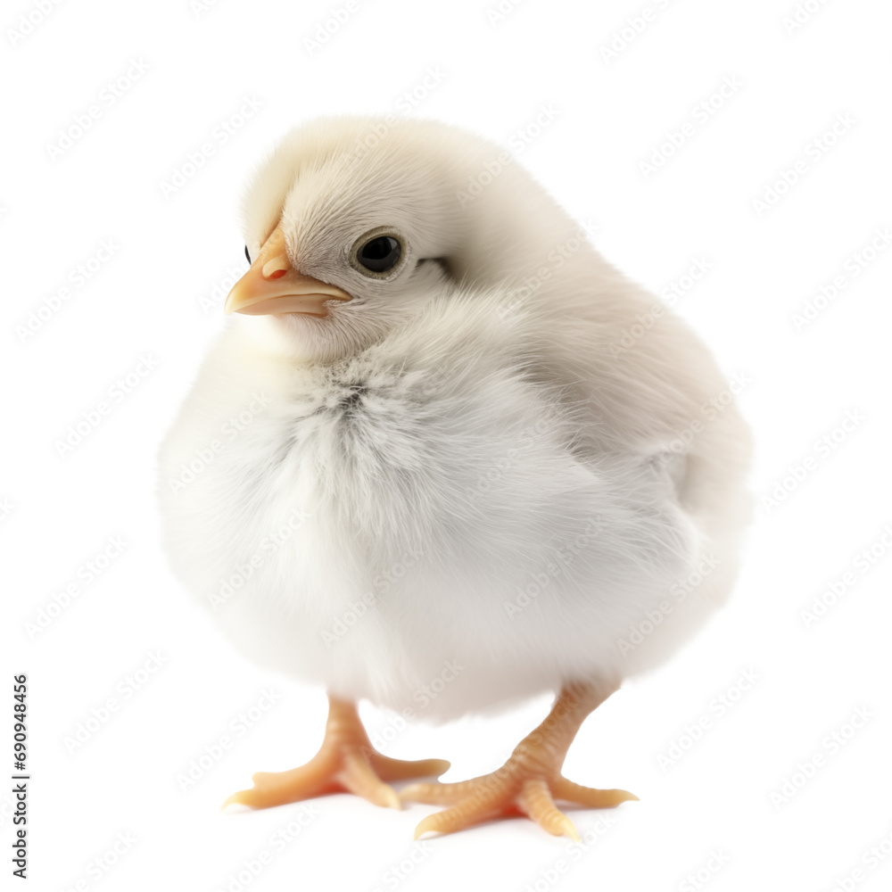 Fototapeta premium Little chick isolated on white background. AI generated content