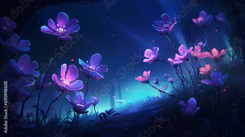 Purple flowers that light up at night