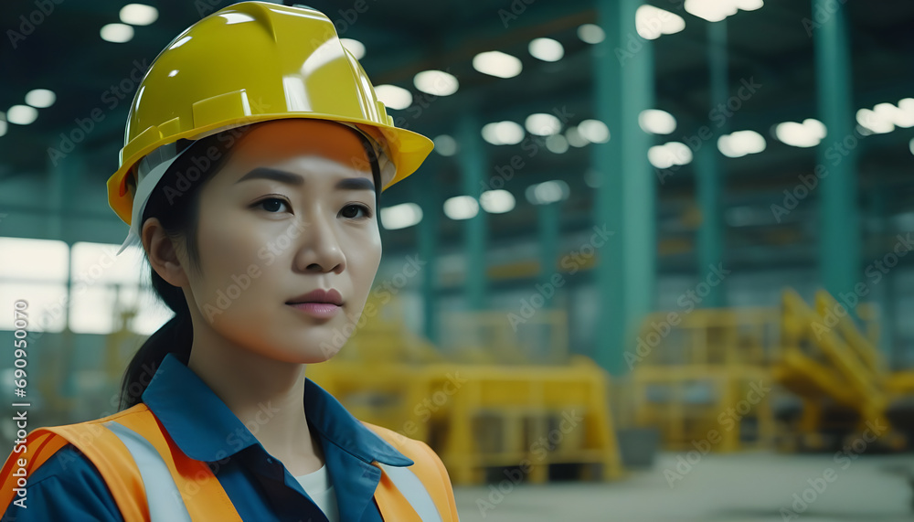 Professional Construction Worker with Yellow Hard Hat and Safety Helmet. Generative AI Professional Construction Worker with Yellow Hard Hat and Safety Helmet. Generative AI