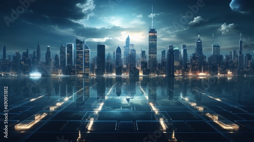 Futuristic Metropolis  Neon Lights and Glass Towers
