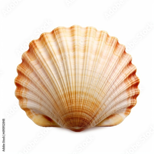 scallop shell (ocean marine animal) isolated on white background cutout, Generative AI © Aura Loom