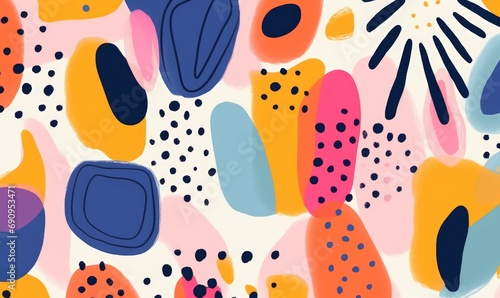 Modern colorful patterns. Hand drawn trendy abstract illustrations. Creative collage seamless patterns, Generative AI