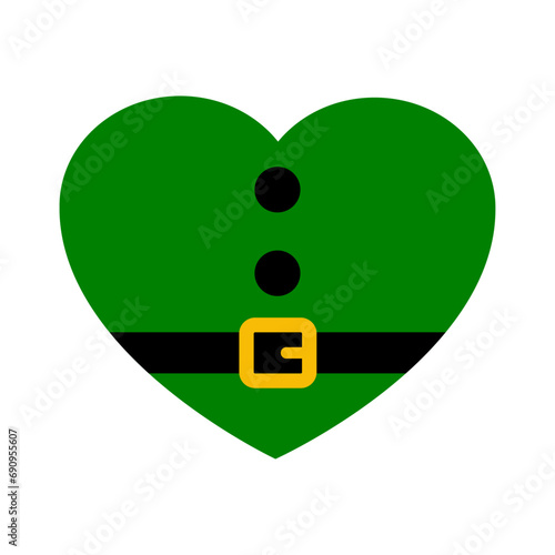 Tiempo de Navidad. Silueta de corazón con traje de elfo de Santa Claus para su uso en tarjetas y felicitaciones