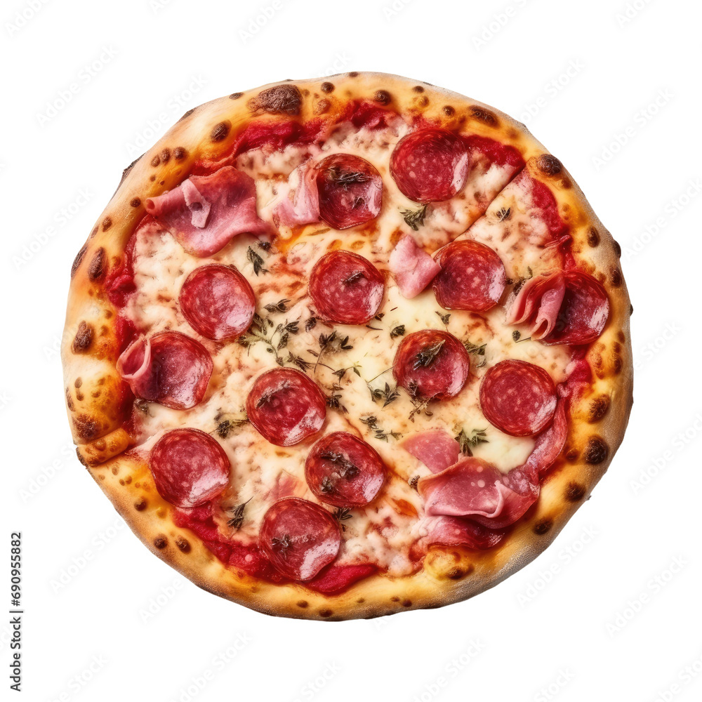 Salami Pizza Isolated on Clear Background Salami Pizza Isolated on Clear Background