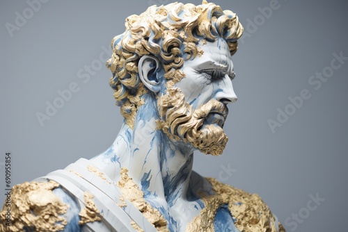 A abstract stoic marble sculpture, statue, bust of a ancient roman, greek person portraying stoicism.